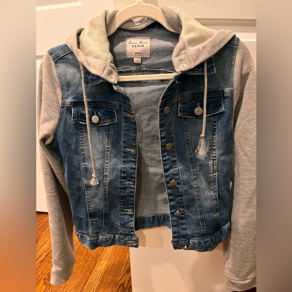 Denim jacket with hood